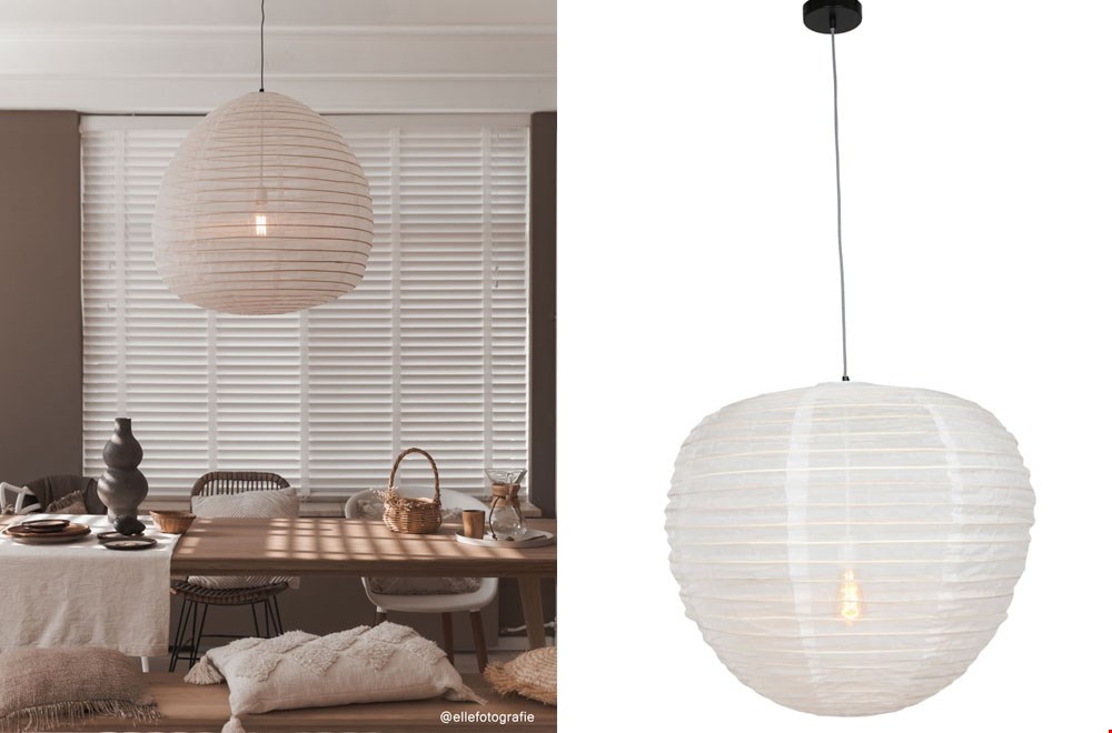 Stoffen bollamp - ook in zand! Stoffen bollamp - ook in zand!